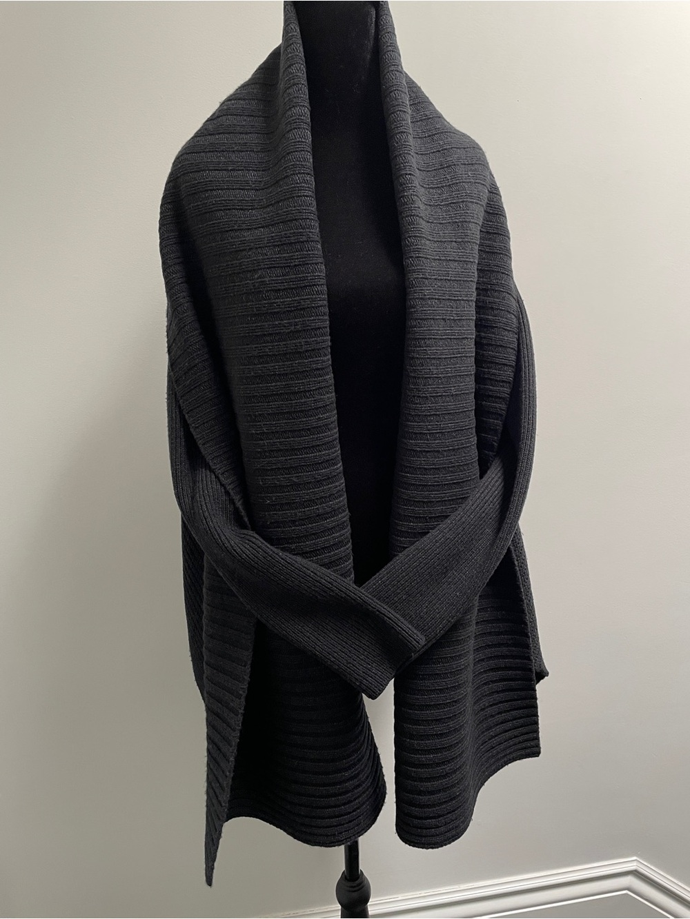 AllSaints Sefir Wool Draped Cardigan Black Size M